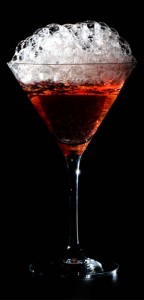 Versawhip cranberry bubbles on cosmopolitan cocktail