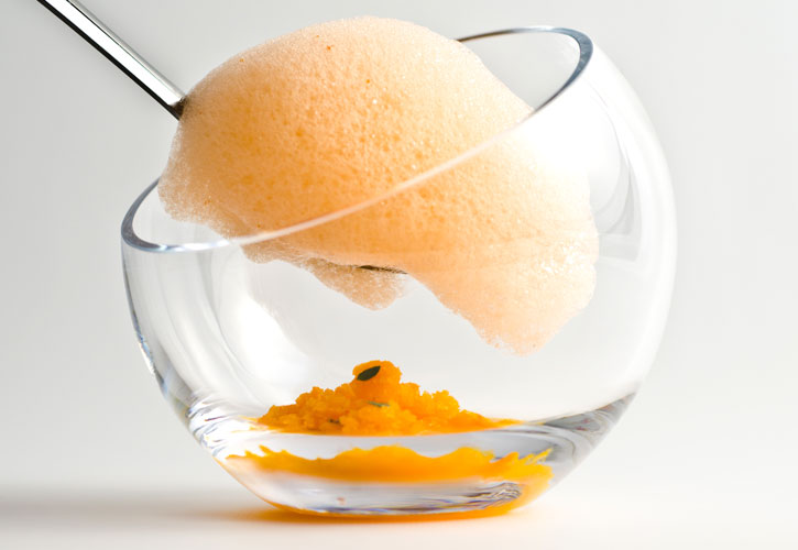 Carrot air with tangerine granita (carrot cloud with soy lecithin)
