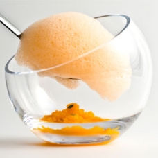 Carrot air with tangerine granita (carrot cloud with soy lecithin)