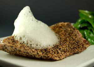 Wasabi air on seared tuna