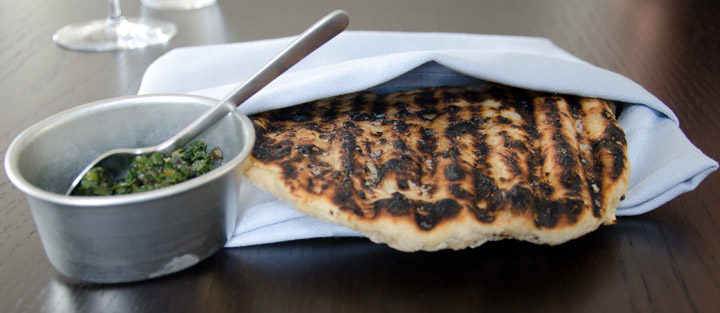 Potato bread with chard dip