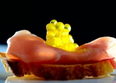 Caviaroli Olive Oil Caviar on Prosciutto