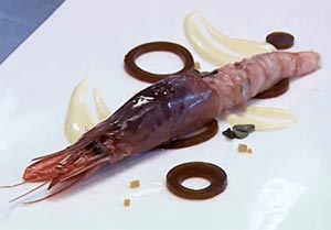 Prawn cooked in wine vapor