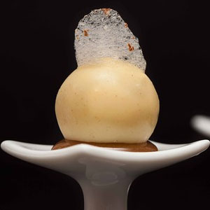 Spiked eggnog truffle by Achatz
