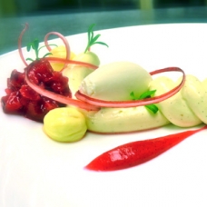 Modernist Cheesecake - Rhubarb, Lemon, Bay Leaf