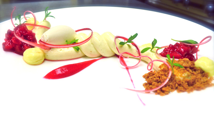 Cheesecake \u2013 Rhubarb, Lemon, Bay Leaf  Molecular Recipes