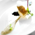 Merluza Negra, Artichoke Cream, Black Olive Powder, Sea Air