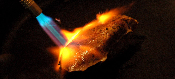 Sous vide: searing with a torch