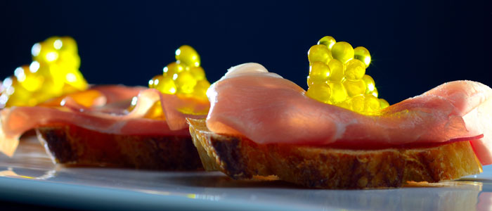Caviaroli Olive Oil Caviar on Prosciutto