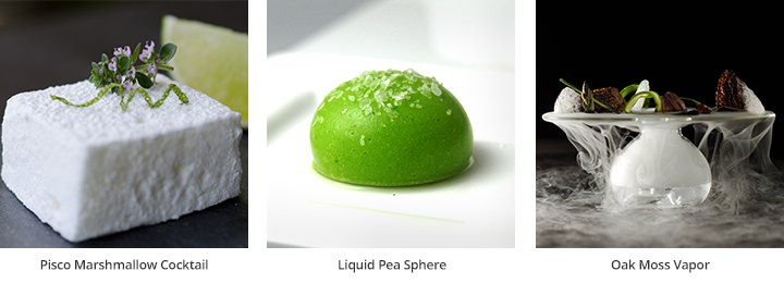 Pisco Marshmallow Cocktail - Liquid Pea Sphere - Oak Moss Vapor